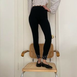 Vintage High Waisted Black Pearl Bottom Ankle Pants